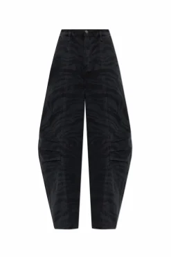 ROTATE BLACK Jeans with animal print