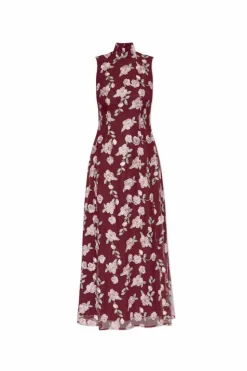 ROTATE BURGUNDY Floral print dress