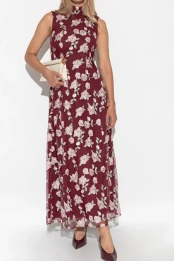 ROTATE BURGUNDY Floral print dress