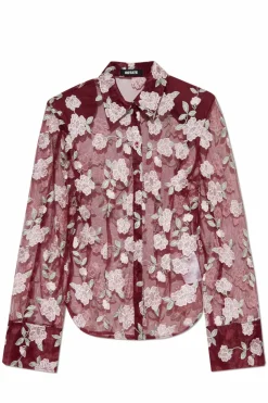 ROTATE BURGUNDY Shirt with floral motif