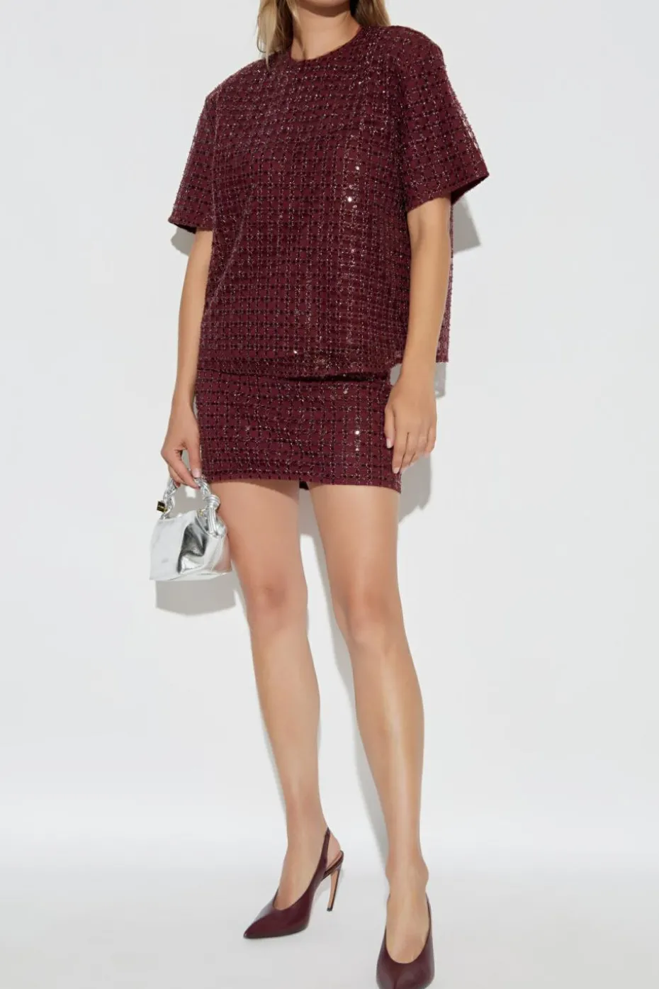 ROTATE BURGUNDY Short-sleeve top