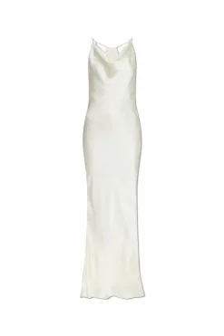 ROTATE cream Silk dress