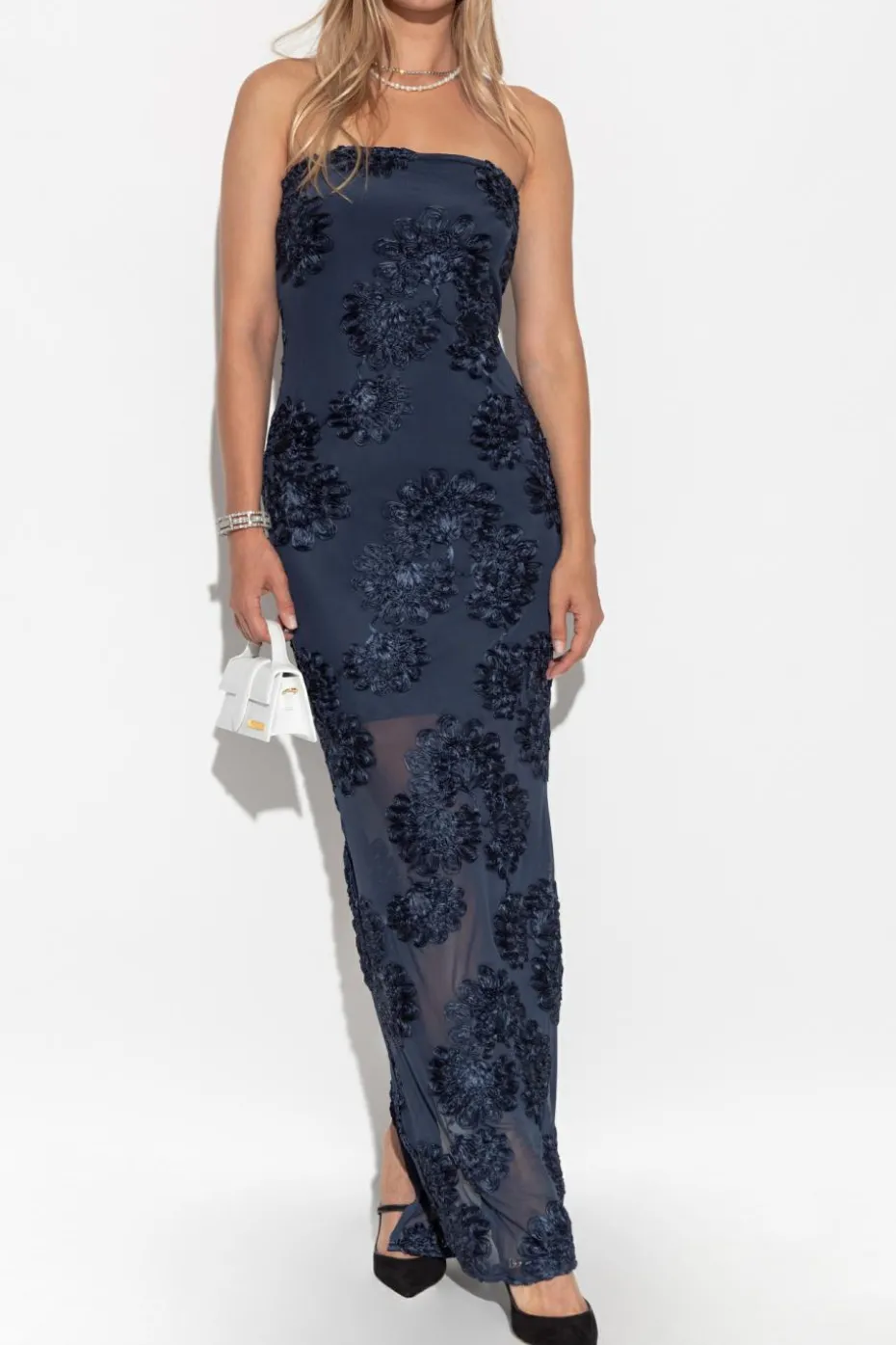 ROTATE NAVY BLUE Floral motif dress