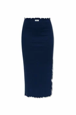 ROTATE NAVY BLUE Ribbed Skirt