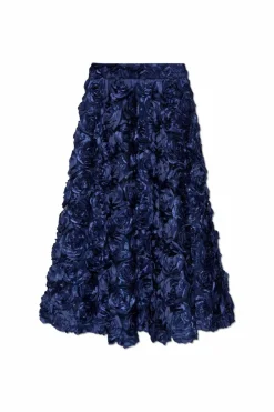 ROTATE NAVY BLUE Skirt with floral motif