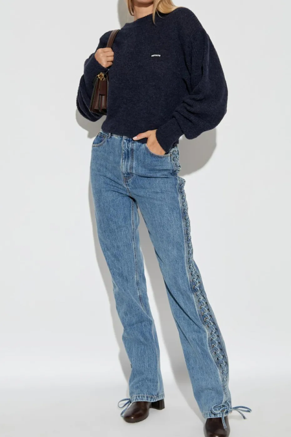 ROTATE NAVY BLUE Sweater with logo