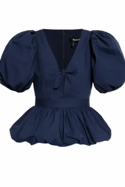 ROTATE NAVY BLUE Top with puffy sleeves