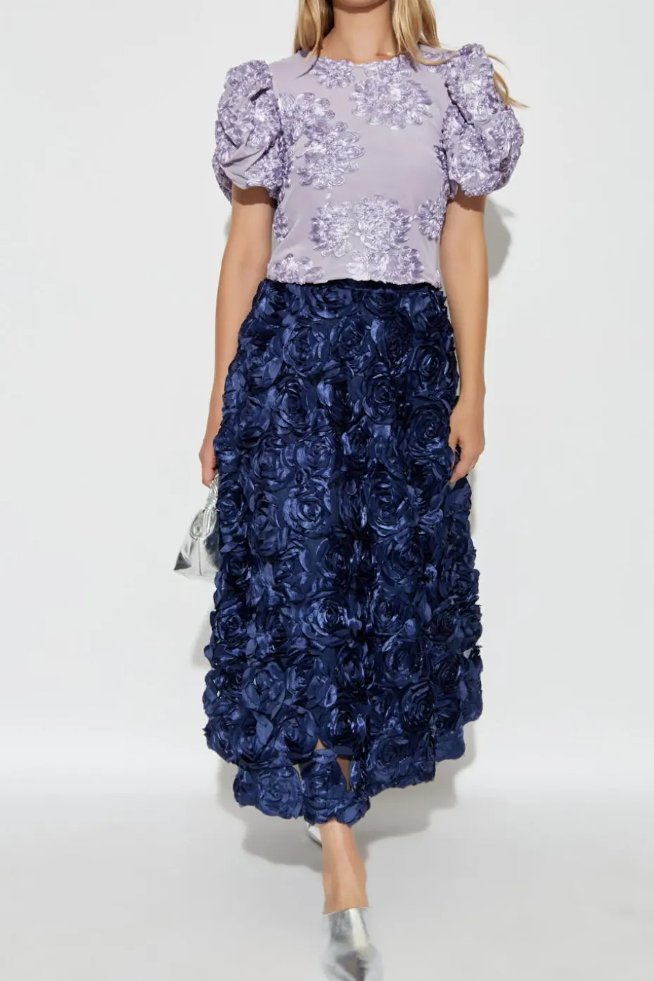 ROTATE PURPLE Top with floral motif