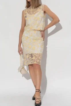 ROTATE YELLOW Skirt with shimmering appliqués