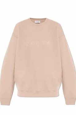 Saint Laurent beige Cotton sweatshirt with embroidered logo