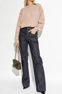 Saint Laurent beige Cotton sweatshirt with embroidered logo