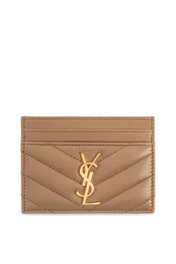 Saint Laurent beige Leather card holder