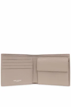 Saint Laurent beige Leather wallet with logo