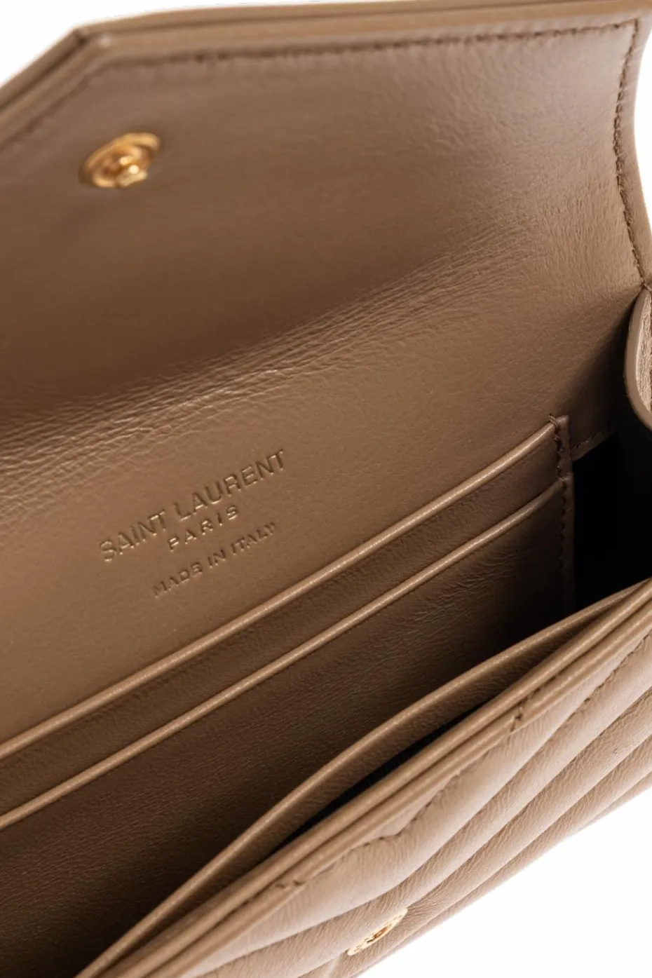 Saint Laurent beige Leather wallet with logo