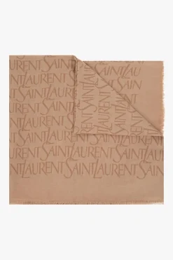 Saint Laurent beige Monogrammed shawl