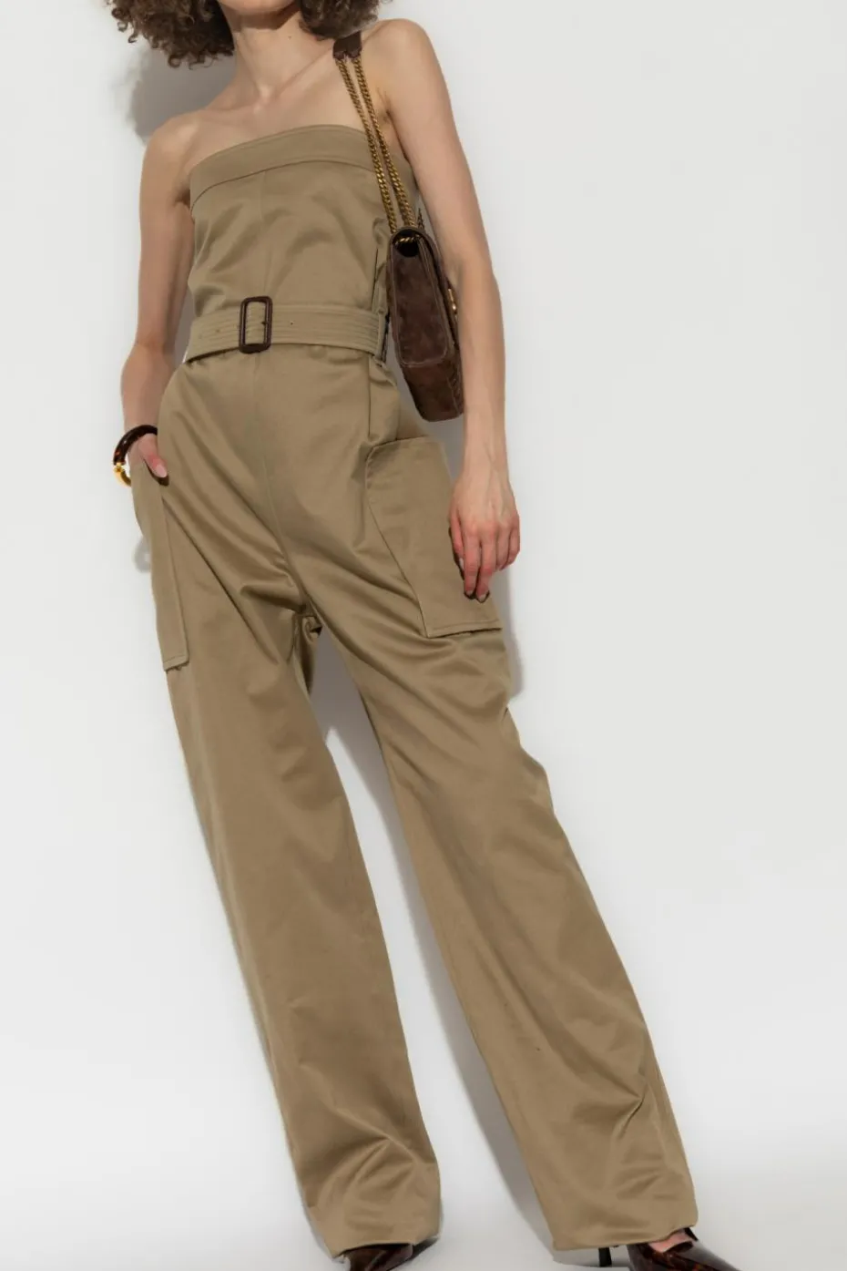 Saint Laurent beige Off-the-shoulder jumpsuit