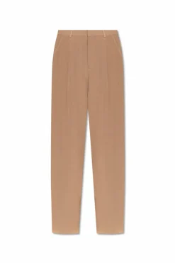 Saint Laurent beige Silk pleated pants