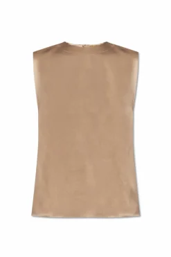 Saint Laurent beige Silk sleeveless top