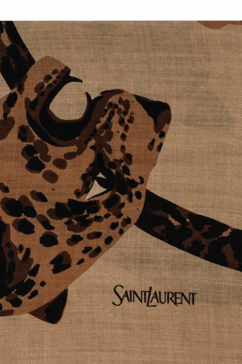 Saint Laurent beige Wool scarf with animal motif