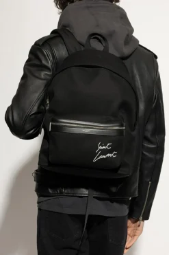 Saint Laurent BLACK Backpack with embroidered logo