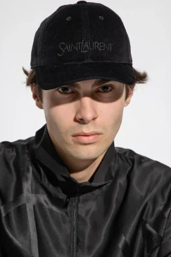 Saint Laurent BLACK Corduroy baseball cap