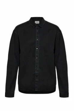 Saint Laurent BLACK Denim shirt with embroidered logo