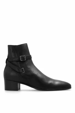 Saint Laurent BLACK āDorianā heeled ankle boots