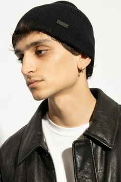 Saint Laurent BLACK Hat with logo patch