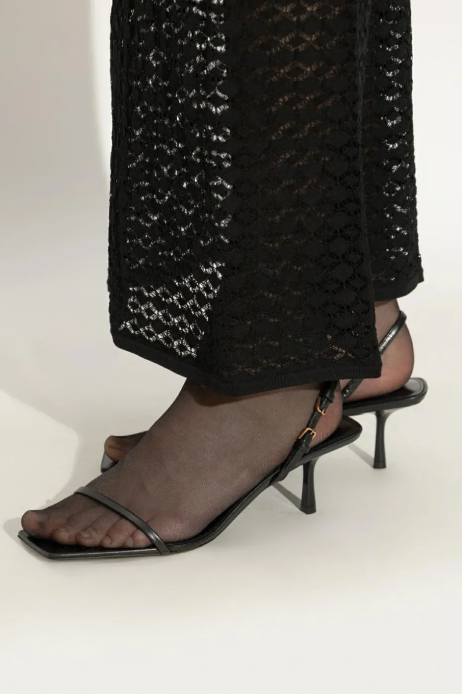 Saint Laurent BLACK Heeled sandals Jaspe