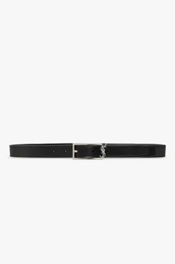 Saint Laurent BLACK Leather belt with logo