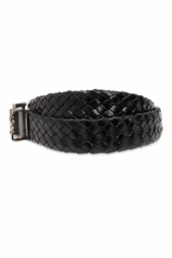 Saint Laurent BLACK Leather woven belt