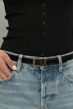Saint Laurent BLACK Leather belt