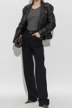Saint Laurent BLACK Leather jacket with belt