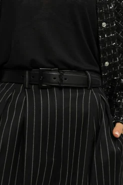 Saint Laurent BLACK Leather belt with logo
