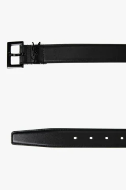 Saint Laurent BLACK Leather belt with logo