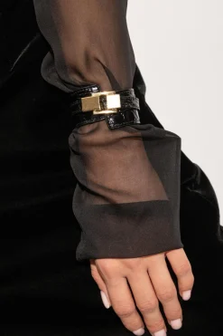 Saint Laurent BLACK Leather bracelet