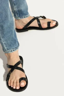 Saint Laurent BLACK Leather slippers