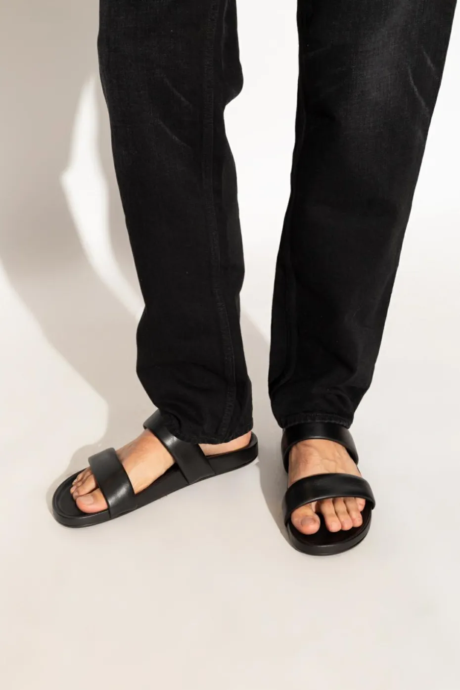 Saint Laurent BLACK Leather slides Nichols