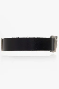 Saint Laurent BLACK Leather bracelet with logo