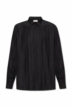 Saint Laurent BLACK Monogrammed silk shirt