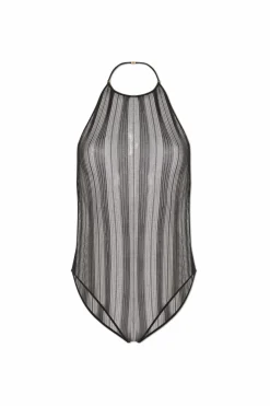 Saint Laurent BLACK Off-shoulder bodysuit
