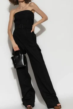Saint Laurent BLACK Off-the-shoulder jumpsuit