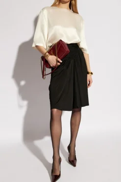 Saint Laurent BLACK Pencil skirt with pleats