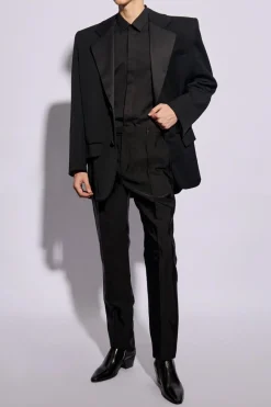 Saint Laurent BLACK Pleat-front trousers