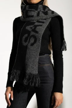 Saint Laurent BLACK Scarf with logo