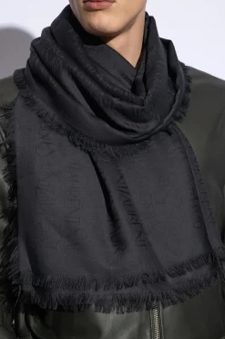 Saint Laurent BLACK Scarf with logo