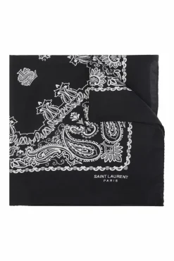 Saint Laurent BLACK Scarf with a 'paisley' motif