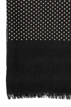 Saint Laurent BLACK Shawl with polka dots