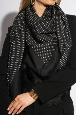 Saint Laurent BLACK Shawl with frayed edges
