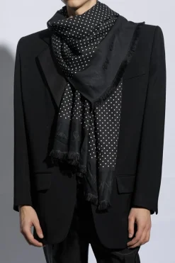 Saint Laurent BLACK Shawl with frayed edges